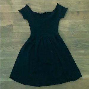 Black ribbed skater dress